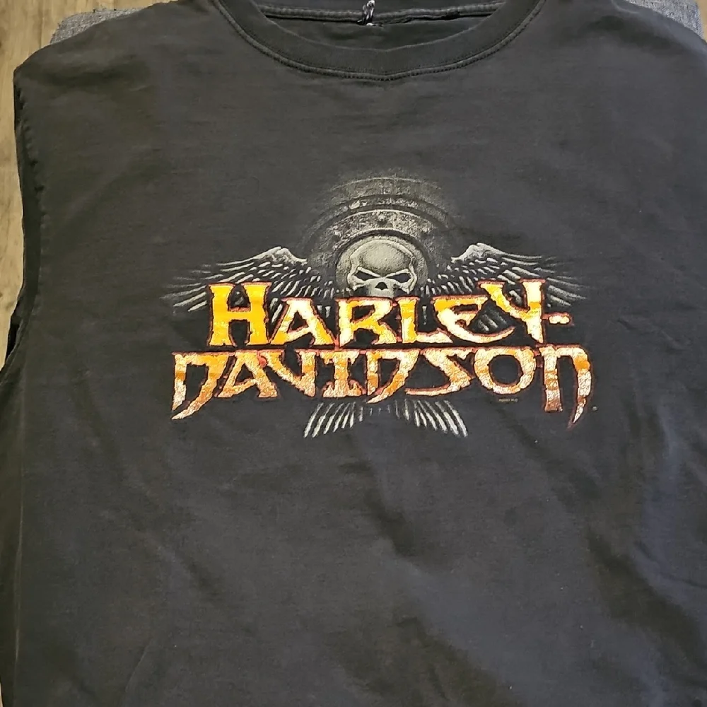 Harley-Davidson Black Orange Tee Shirt Motorcycle Skull 2003 Evil Large Biker - Picture 1 of 7
